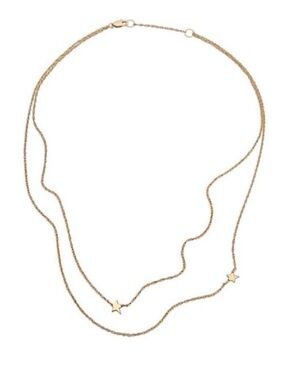 Jennifer Zeuner Star Double Layered Chain Necklace Gold Tone
